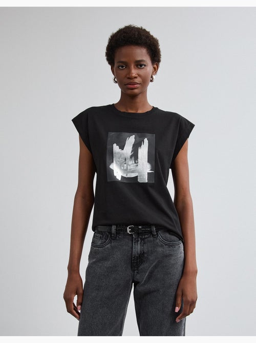 T-shirt à imprimé feuillet d’aluminium, mo fashion - Kiabi