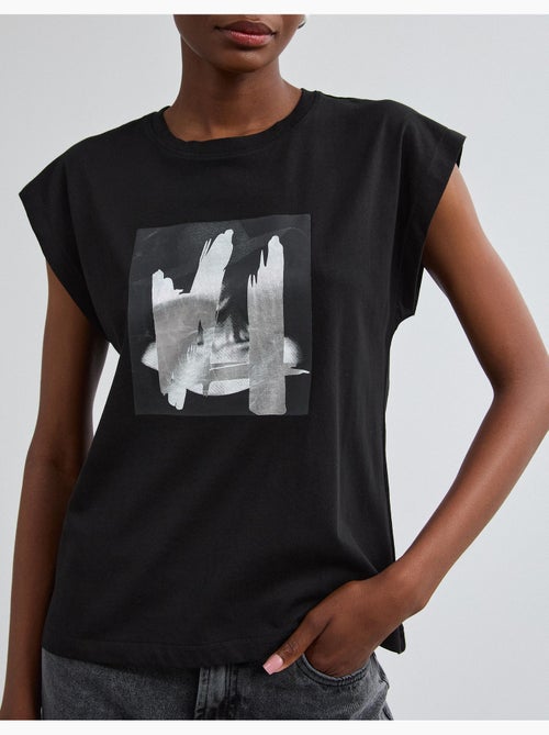 T-shirt à imprimé feuillet d’aluminium, mo fashion - Kiabi