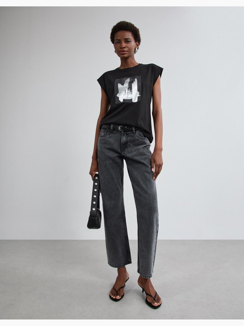 T-shirt à imprimé feuillet d’aluminium, mo fashion Noir - Kiabi