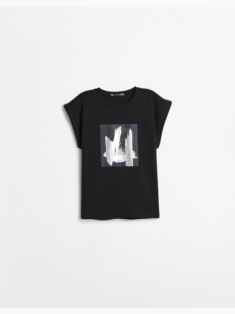 T-shirt à imprimé feuillet d’aluminium, mo fashion Noir - Kiabi