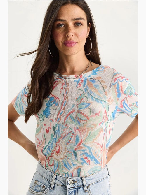 T-shirt à imprimé floral et col rond lucci - Kiabi