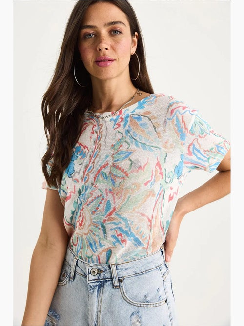 T-shirt à imprimé floral et col rond lucci - Kiabi