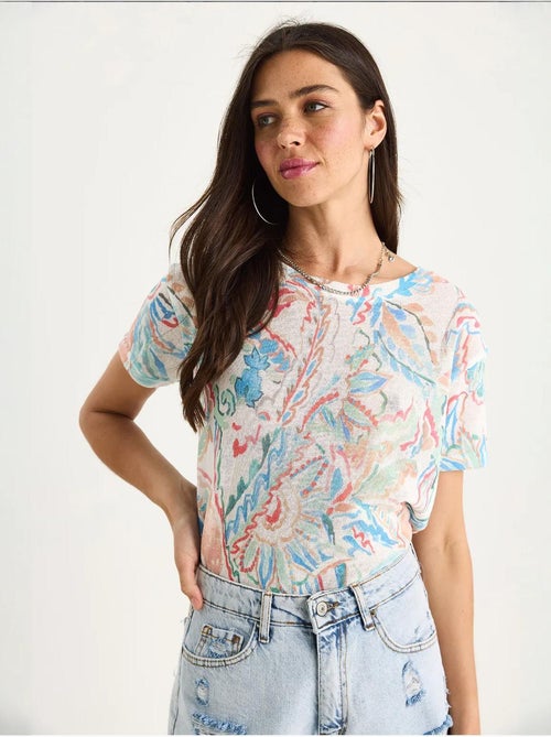 T-shirt à imprimé floral et col rond lucci - Kiabi