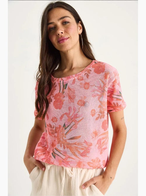 T-shirt à imprimé floral et col rond lucci - Kiabi