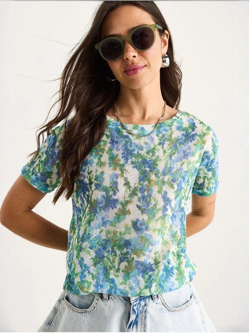 T-shirt à imprimé floral et col rond lucci - Kiabi
