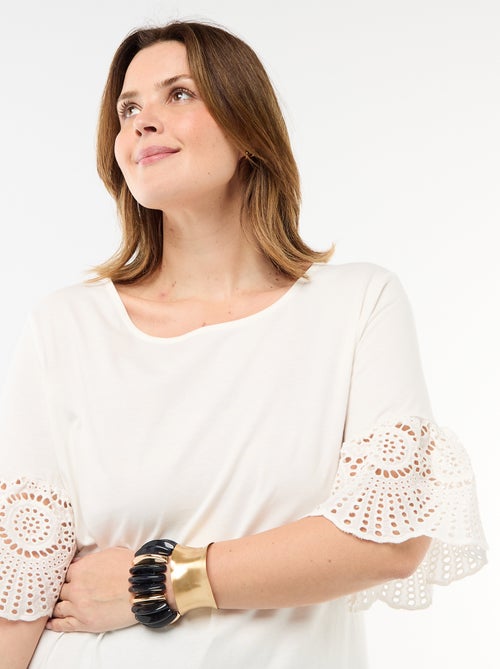 T-shirt à manches courte en macramé - Kiabi