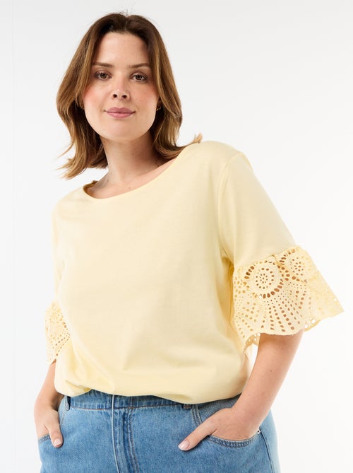 T-shirt à manches courte en macramé - Kiabi