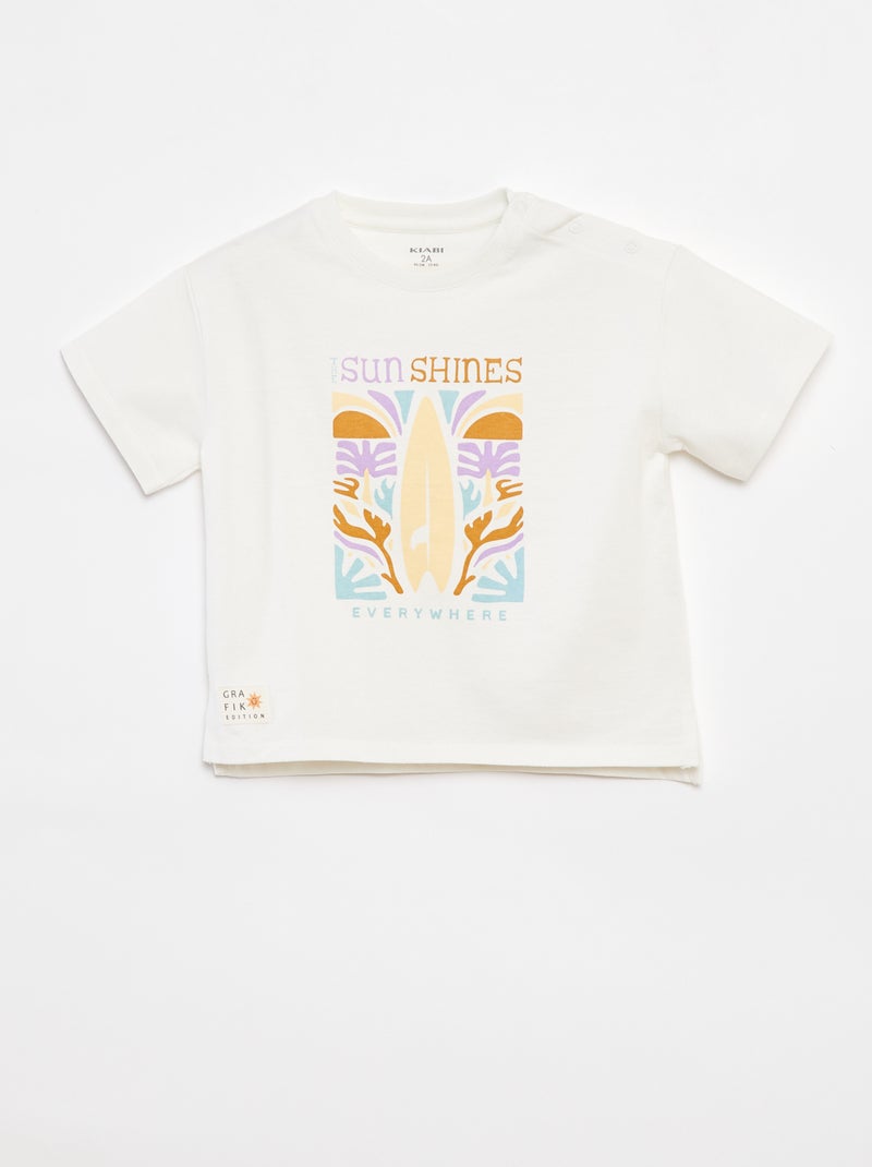 T-shirt à manches courtes - Grafik Edition Blanc - Kiabi