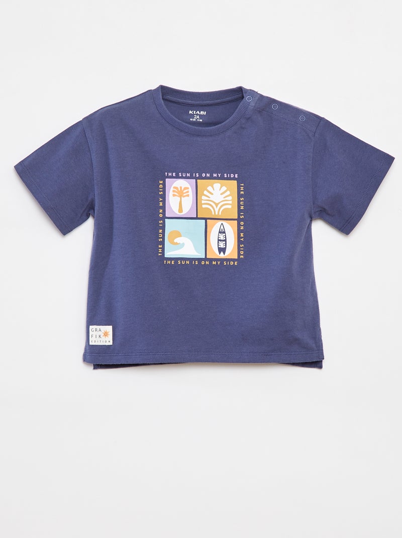 T-shirt à manches courtes - Grafik Edition Bleu - Kiabi