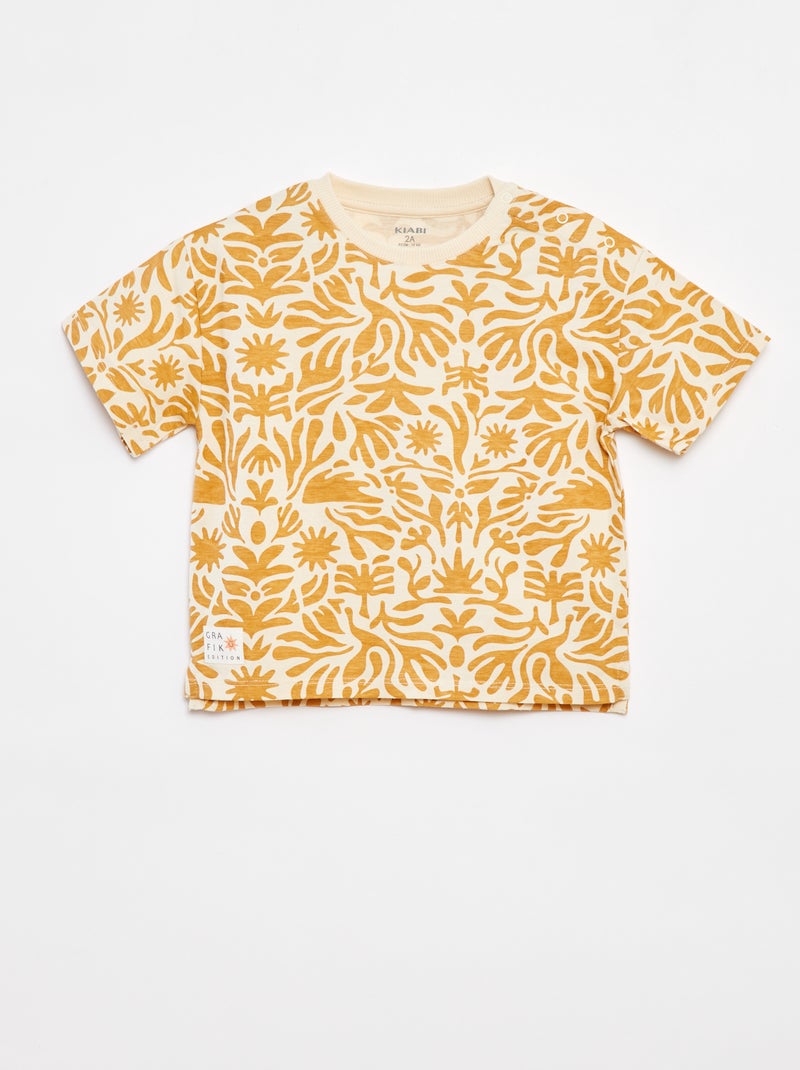 T-shirt à manches courtes - Grafik Edition Jaune - Kiabi