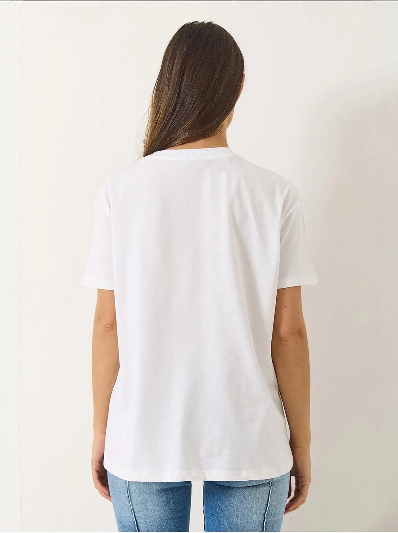 T-shirt à manches courtes avec accessoires papillon et ornements en pierre lucci Blanc - Kiabi