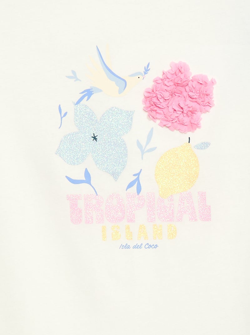 T-shirt à manches courtes avec animation Blanc - Kiabi