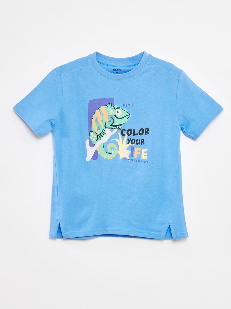 T-shirt à manches courtes avec animation BLEU - Kiabi