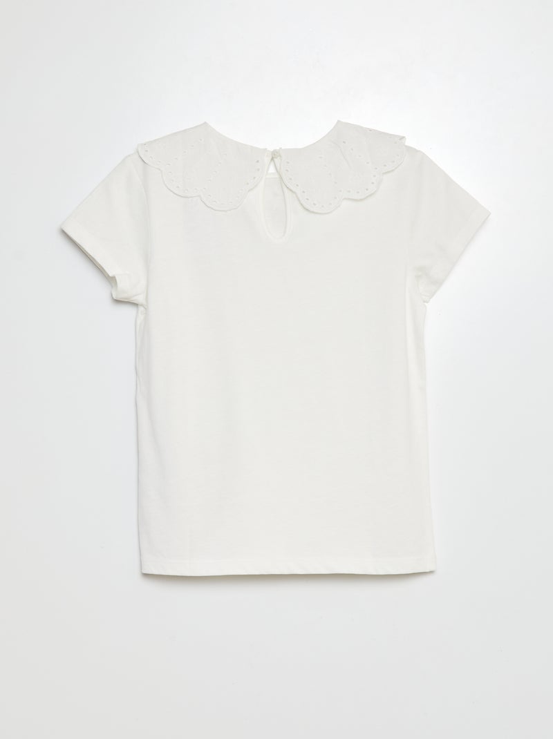 Chemise manches courtes avec broderies BLANC - Algérie
