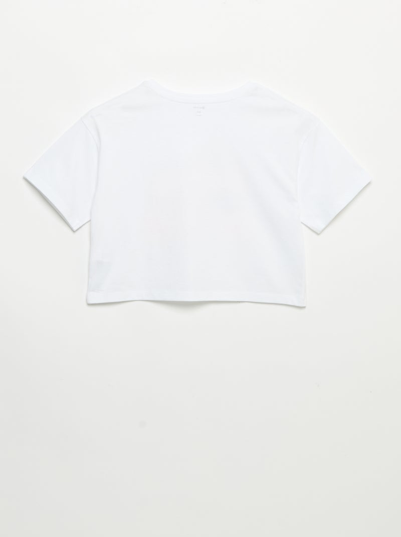 T-shirt à manches courtes avec broderies Blanc - Kiabi