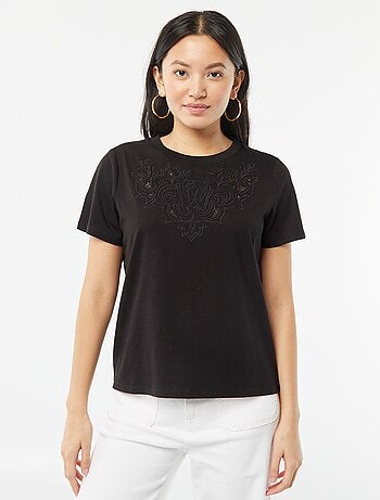 T-shirt à manches courtes avec broderies fantaisies