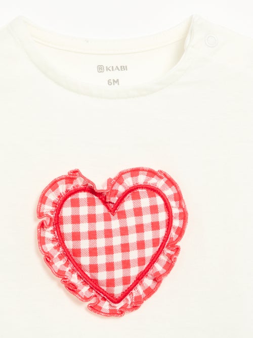 T-shirt à manches courtes avec cœur cousu - Kiabi