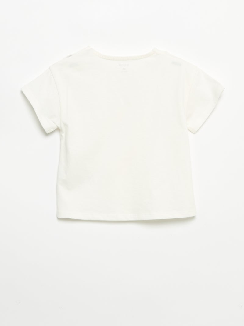 T-shirt à manches courtes avec cœur cousu Blanc - Kiabi