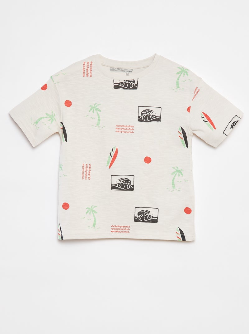 T-shirt à manches courtes avec imprimé Blanc - Kiabi