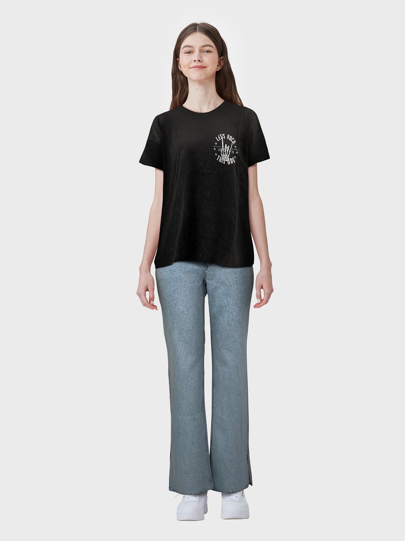 T-shirt à manches courtes avec imprimé Gris - Kiabi