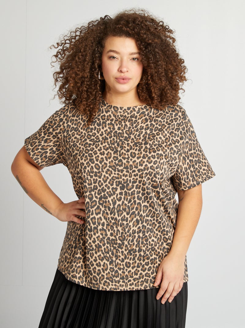 T-shirt à manches courtes avec imprimé Léopard - Kiabi