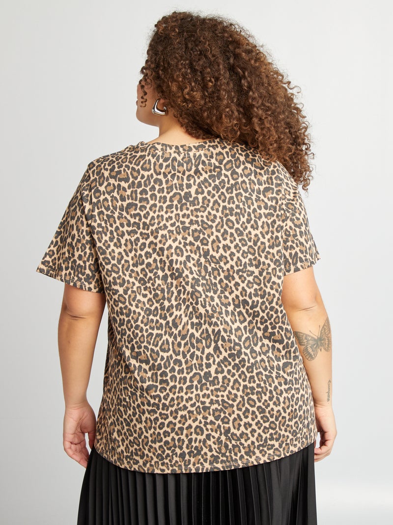 T-shirt à manches courtes avec imprimé Léopard - Kiabi