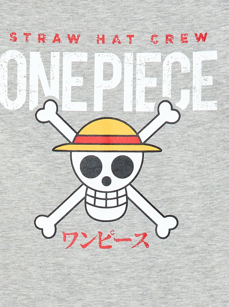 T-shirt à manches courtes avec imprimé 'Luffy - One Piece' Gris - Kiabi