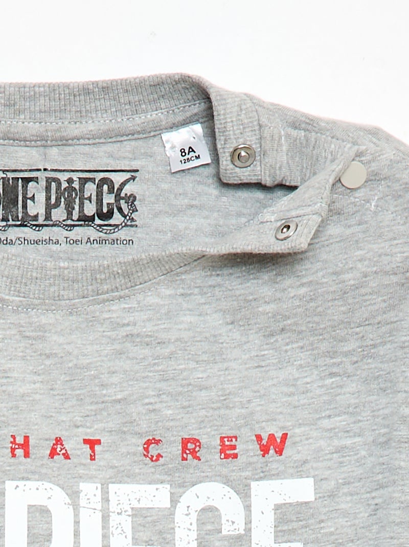 T-shirt à manches courtes avec imprimé 'Luffy - One Piece' Gris - Kiabi