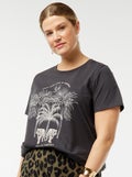 T-shirt à manches courtes avec imprimé Noir - Kiabi