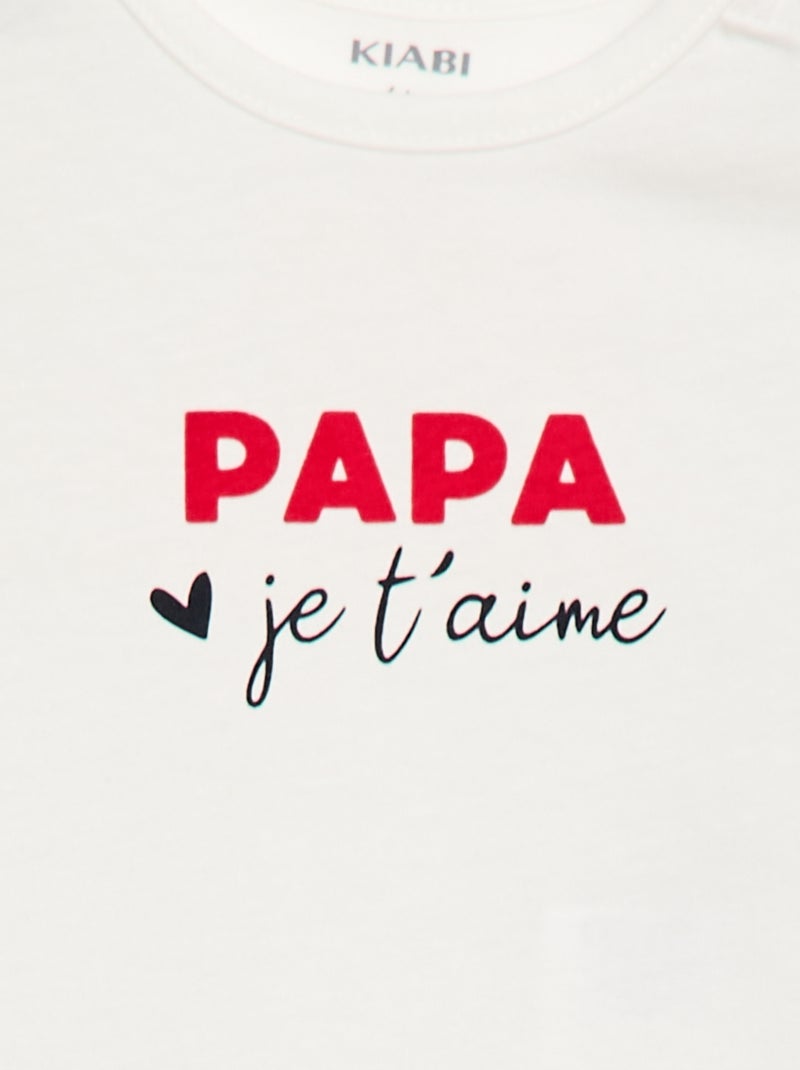 T-shirt à manches courtes avec imprimé 'Papa' Blanc - Kiabi