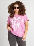 T-shirt à manches courtes avec imprimé Rose - Kiabi