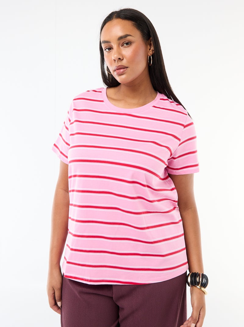 T-shirt à manches courtes avec imprimé Rose - Kiabi