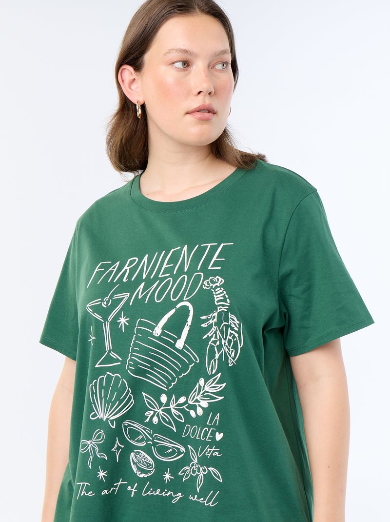 T-shirt à manches courtes avec imprimé Vert - Kiabi