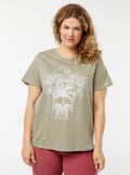 T-shirt à manches courtes avec imprimé Vert - Kiabi