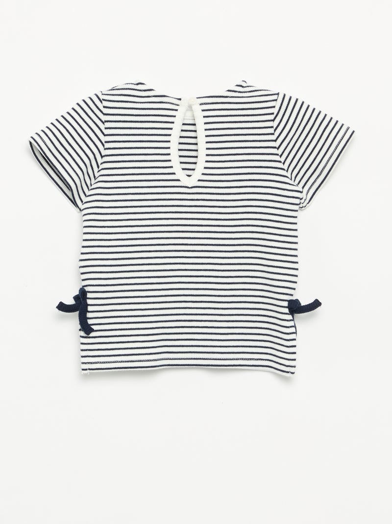 T-shirt à manches courtes avec nœuds Bleu - Kiabi