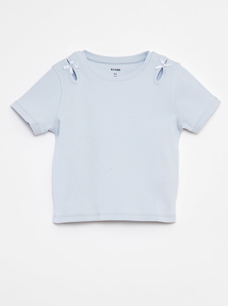 T-shirt à manches courtes avec nœuds décoratifs Bleu - Kiabi