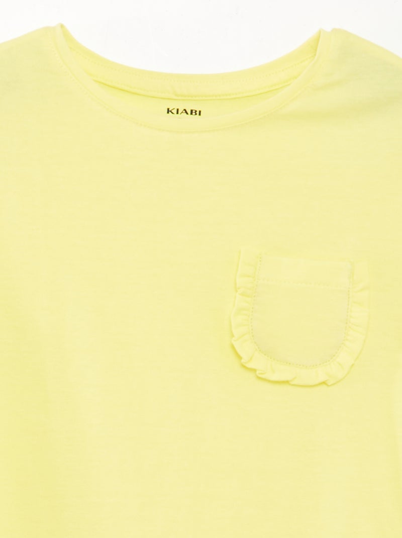 T-shirt à manches courtes avec poche poitrine JAUNE - Kiabi