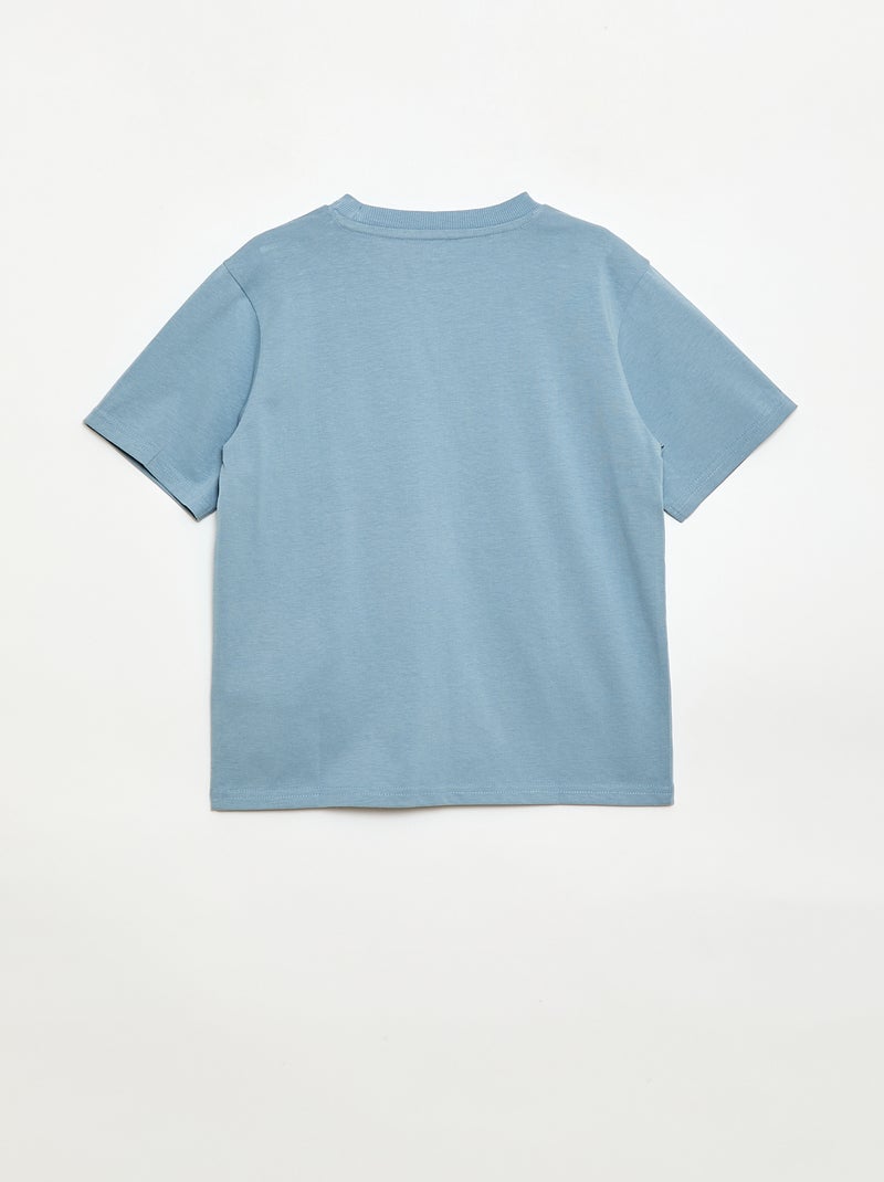 T-shirt à manches courtes brodé Bleu - Kiabi