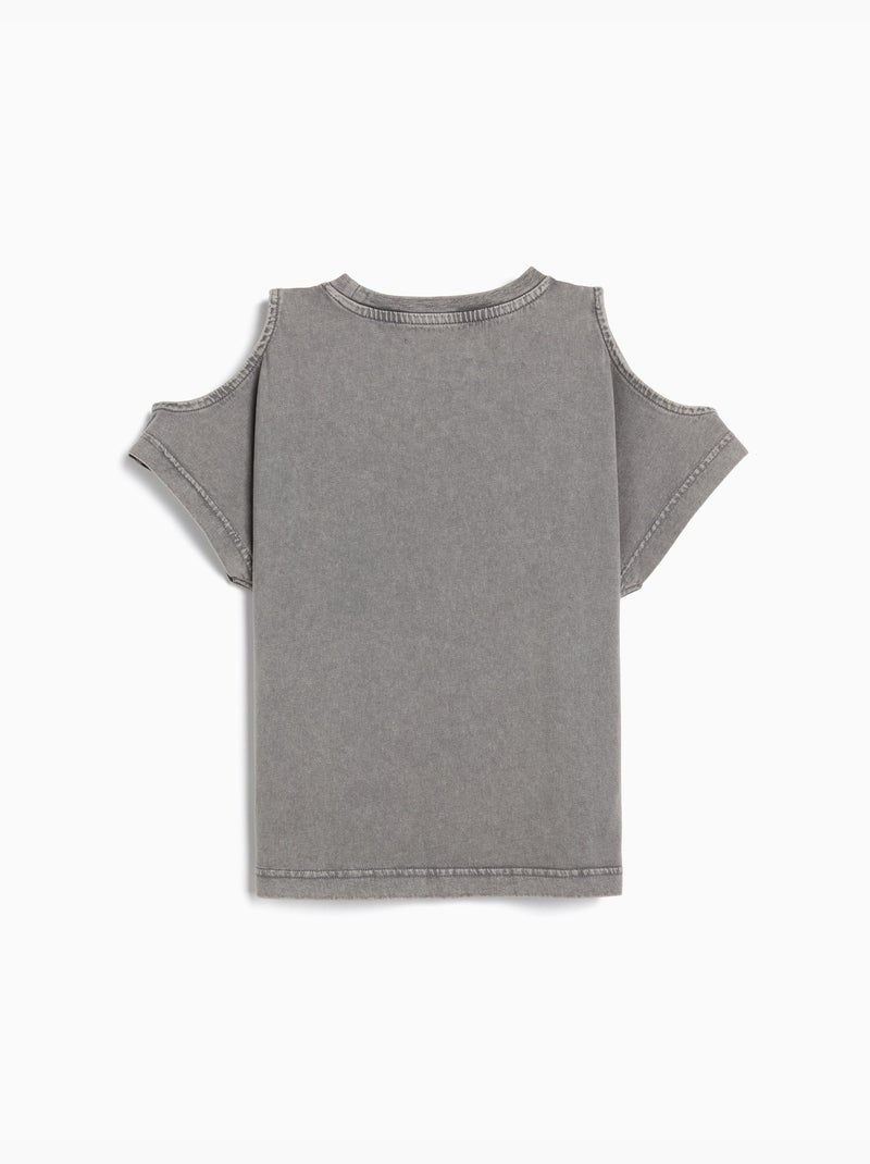 T-shirt à manches courtes découpées, MO Fashion Gris - Kiabi