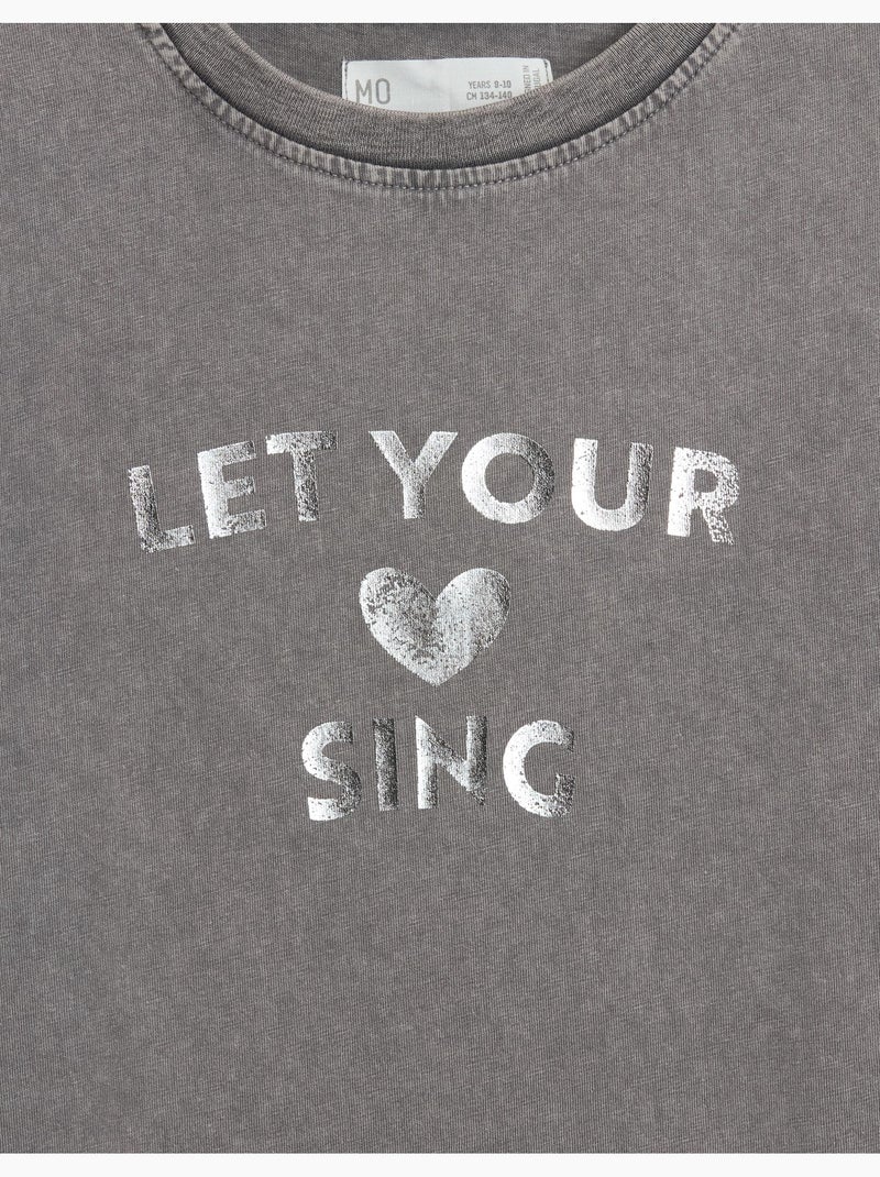 T-shirt à manches courtes découpées, MO Fashion Gris - Kiabi