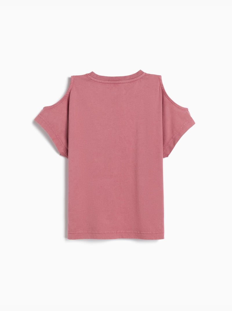T-shirt à manches courtes découpées, MO Fashion Rose - Kiabi