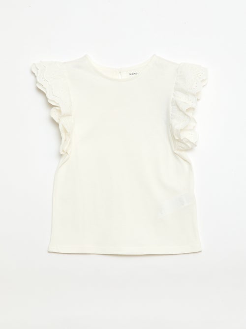 T-shirt à manches courtes en broderies anglaises - Kiabi