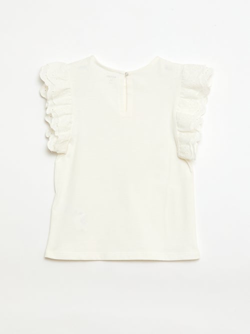 T-shirt à manches courtes en broderies anglaises - Kiabi