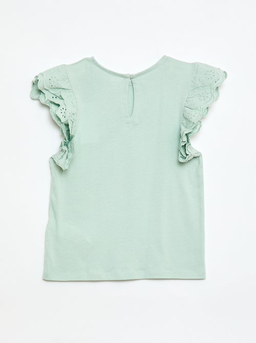 T-shirt à manches courtes en broderies anglaises - Kiabi