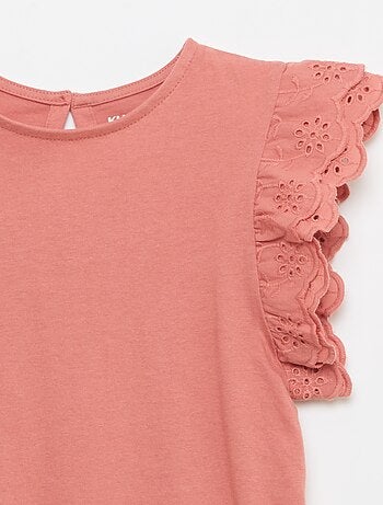 T-shirt à manches courtes en broderies anglaises