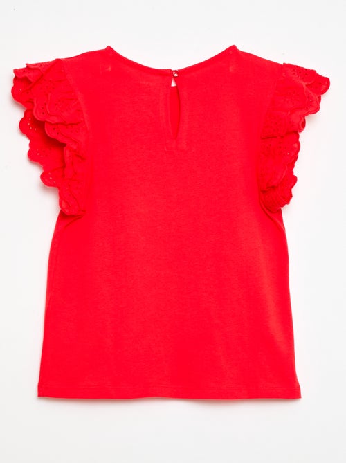 T-shirt à manches courtes en broderies anglaises - Kiabi
