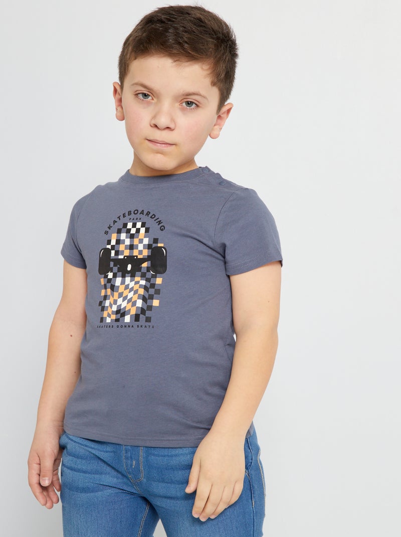 T-shirt à manches courtes en coton Gris - Kiabi