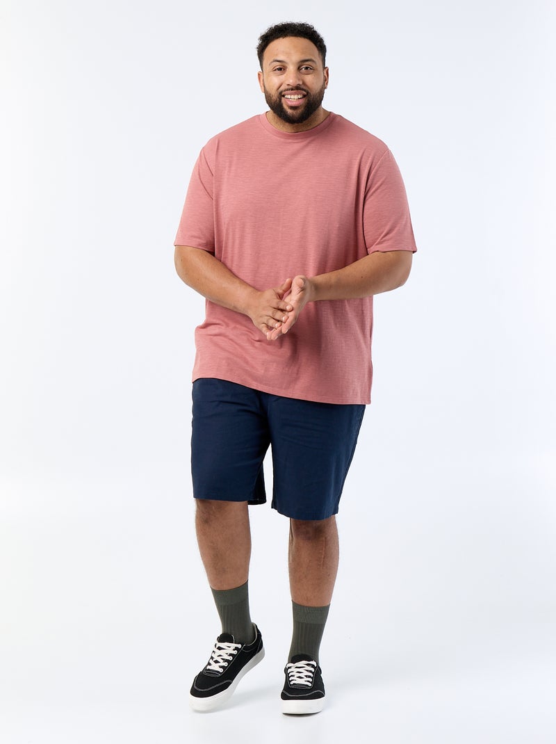 T-shirt à manches courtes en maille jersey fantaisie Rose - Kiabi