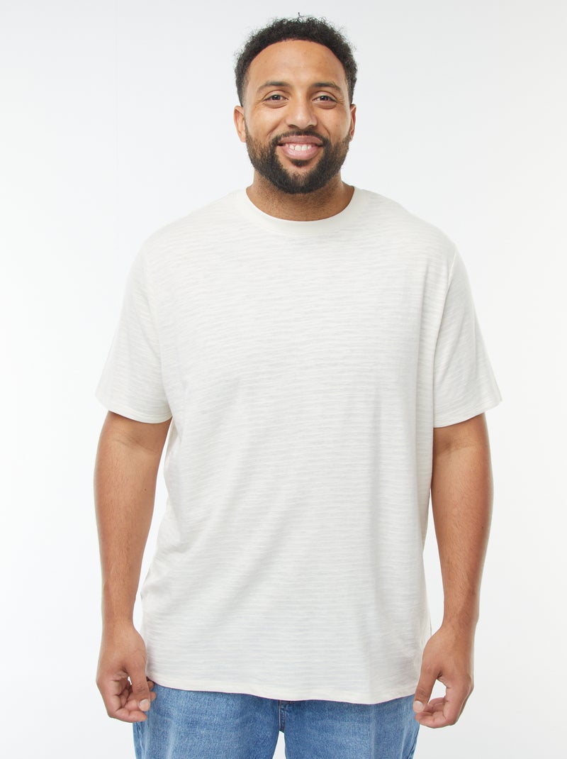 T-shirt à manches courtes en maille texturée Blanc - Kiabi