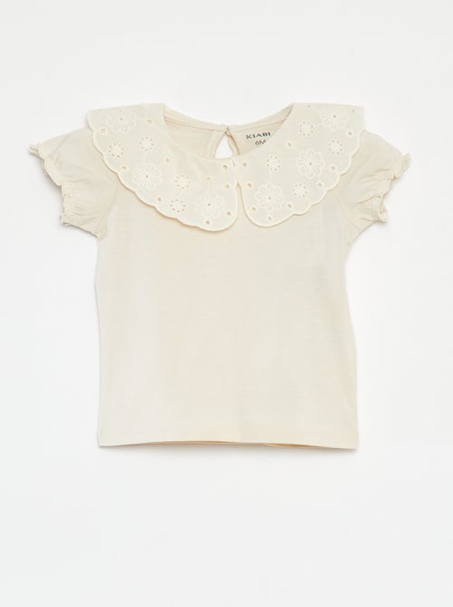 T-shirt à manches courtes et col fantaisiste - Kiabi